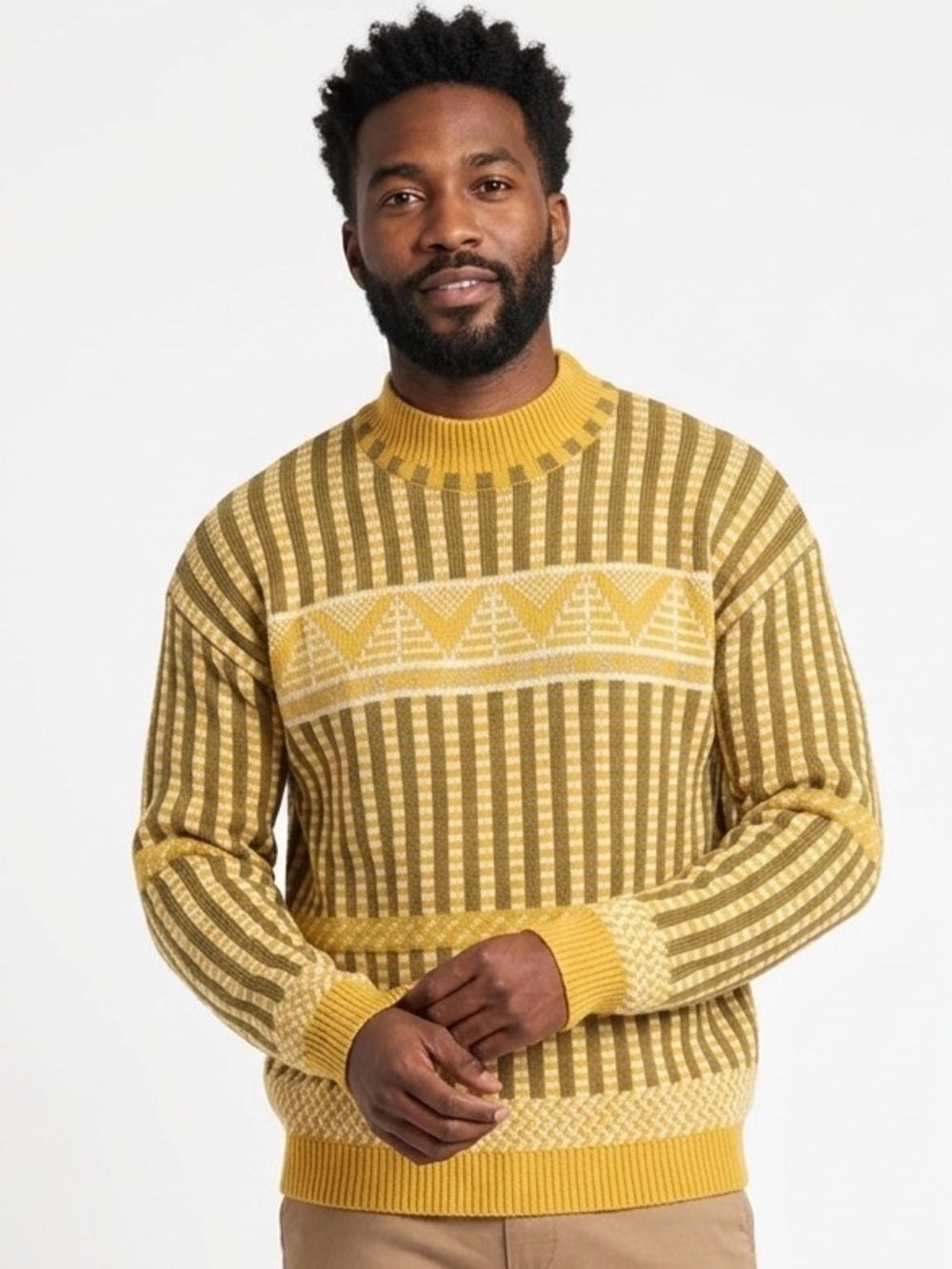 MATINIQUE Vintage long sleeved mock neck men’s  yellow sweater Size Medium